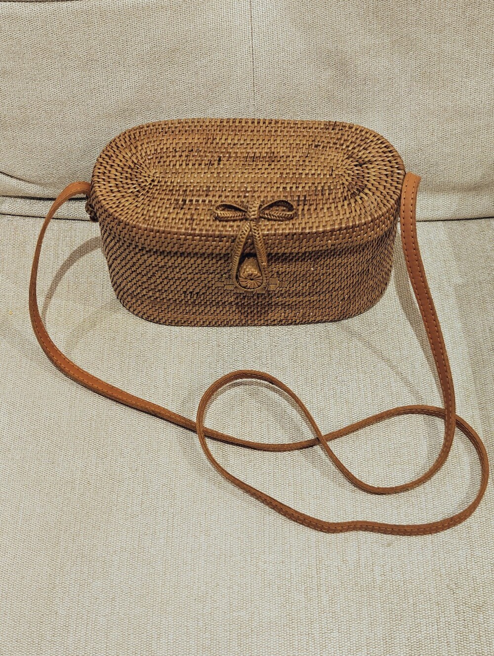 Mango Bamboo Crossbody Bag With Genuine Leather Strap